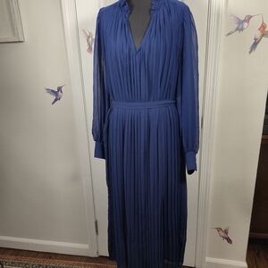 Banana Republic Navy Blue Pleated Chiffon Maxi Dress Size L